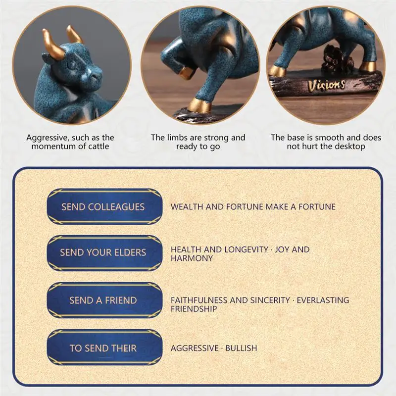 

Resin OX Statue Mini Ornaments Handmade Art Figurine Cute Home Desktop Decorations For Office Christmas Decor 2021 The New