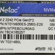 Тверд ный накопитель Netac N930ES NT01N930ES 256G E2X SSD M.2 256Gb PCIEx2 чтение: 1650Мбсек запись:1260