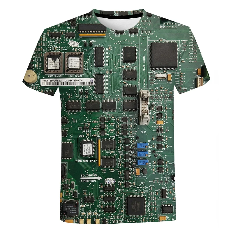Circuit Board 3D Printed T Shirt Men Women Summer Casual Electronic Chip Short Sleeve Harajuku Streetwear Oversized T-shirt