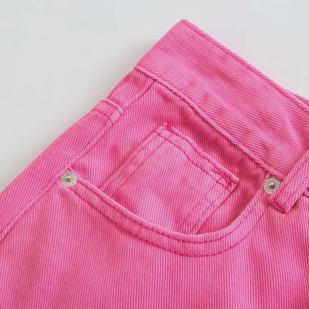 

2021 spring and summer new women's solid color high waist thin and sweet casual fashion straight long jeans