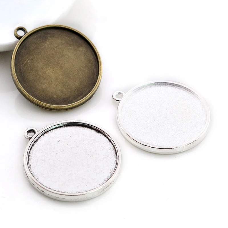 10 шт 25 мм Внутренний размер Античная Посеребренная бронзовая двойная сторона
