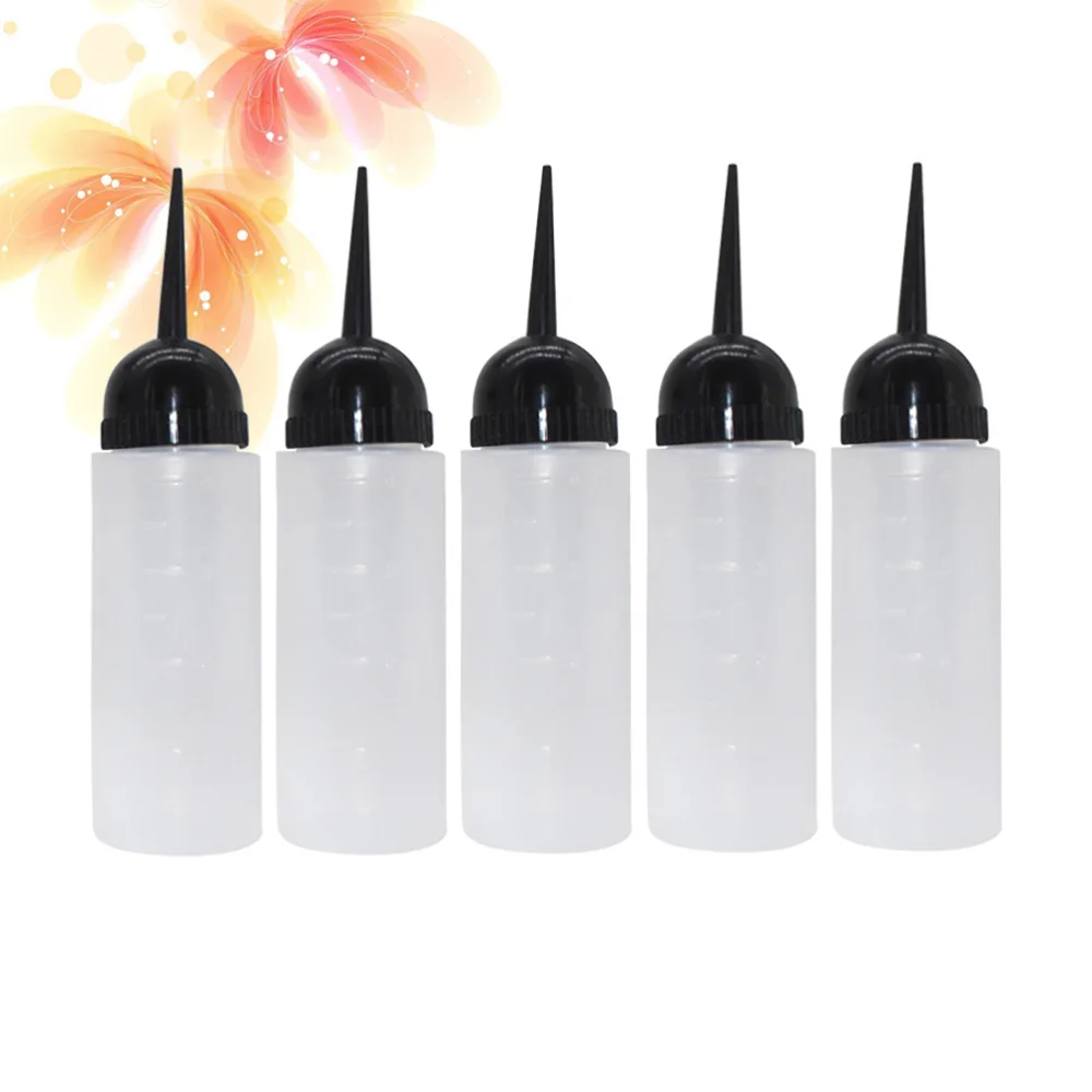 

5pcs 260ml Hair Dye Bottles Refillable Oblique Nozzle Hair Coloring Container Shampoo Bottle for Salon