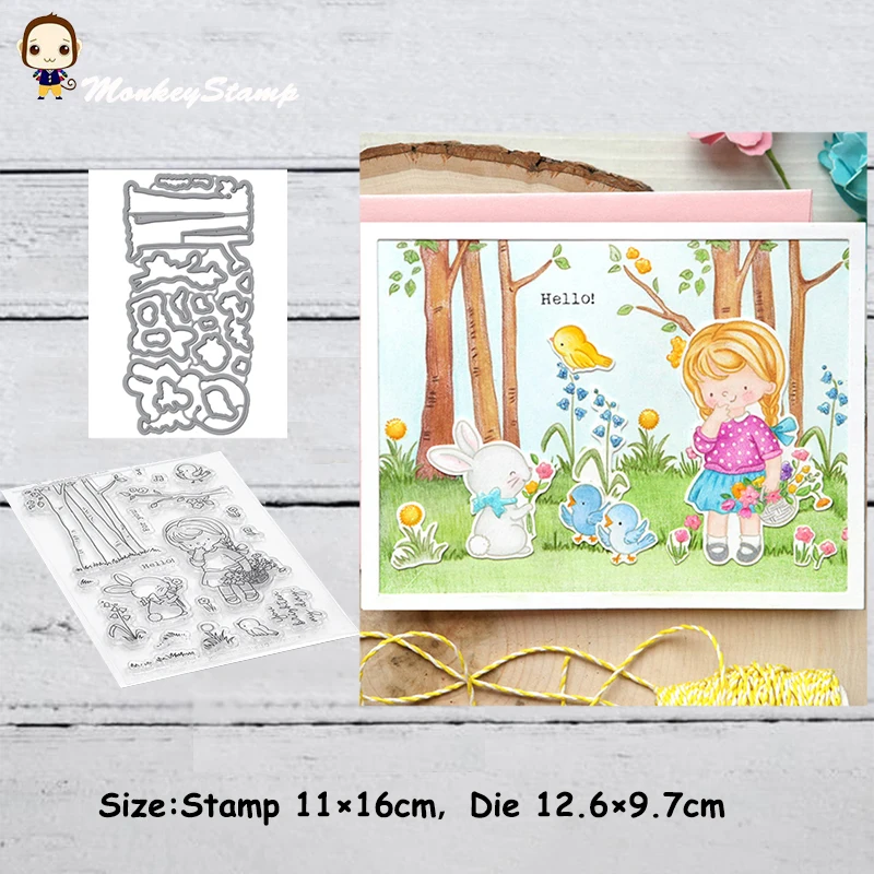 Трафарет для девочек с изображением обезьяны и большого дерева трафарет