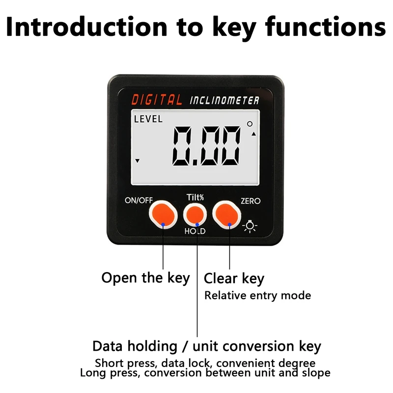 

4 x 90 IP65 Waterproof LCD Digital Protractor Inclinometer Gauge Level Angle Finder Inclinometer Magnet Base