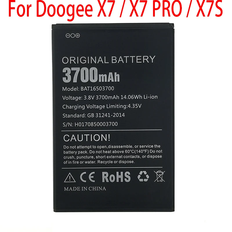 

New Original 3700mAh Battery BAT16503700 For DOOGEE X7 X7S X7 PRO High Quality Mobile Phone In Stock With Track Code