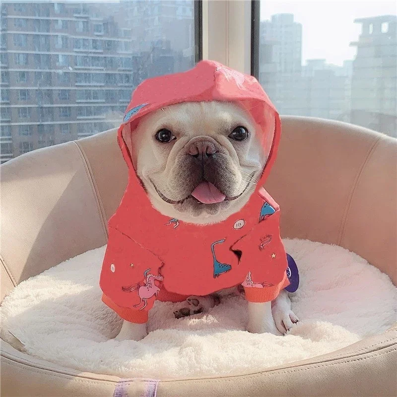 

Модная толстовка с капюшоном для домашних животных с французским бульдогом зимняя теплая одежда для маленьких и средних собак Yorkie Corgi Чихуа...