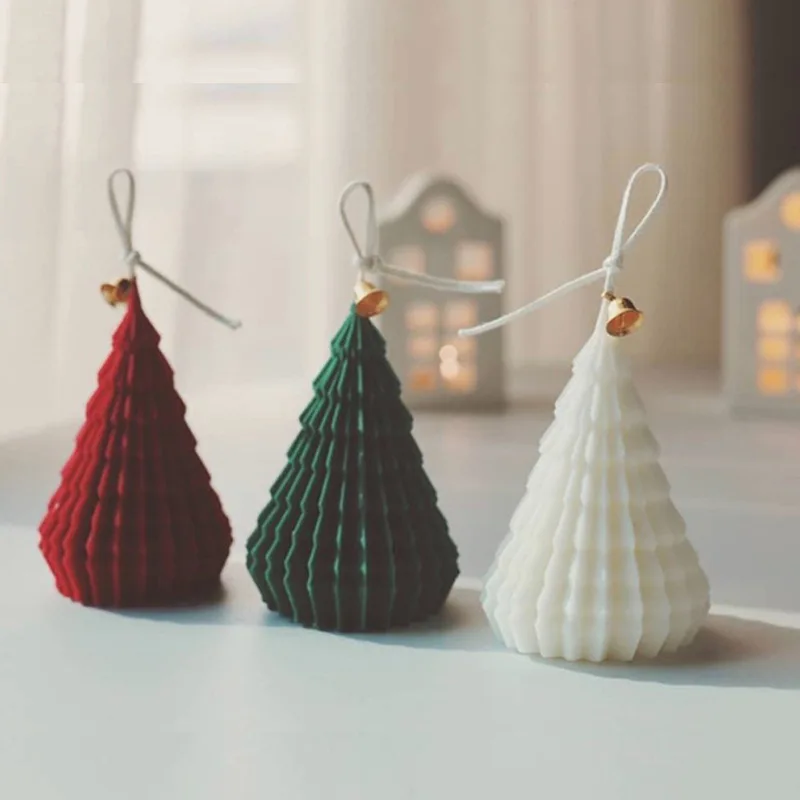 Kerstboom Papier Vouwen Patroon Boom Mold Geurkaars Silicone Mold Creatieve Kaars Maken Levert Taart Decoratie