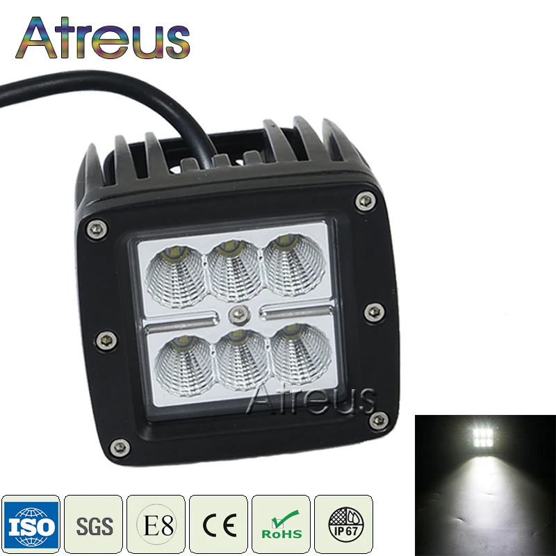 Mutips 18 Вт Автомобильный светодиодный рабочий светильник бар 12V LED пятно света DRL