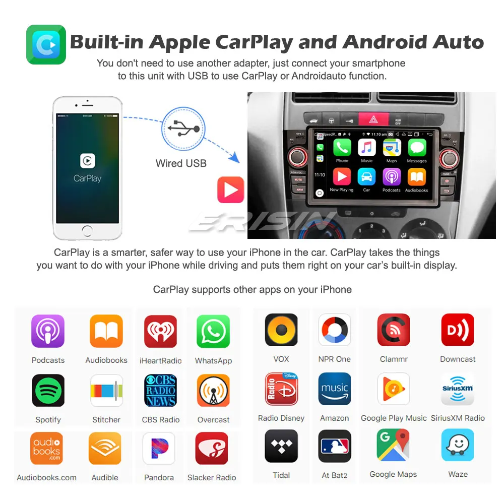 Erisin 8723 8 ядерный Android 10 0 автомобильный стерео DSP CarPlay спутниковой навигации Navi DAB +