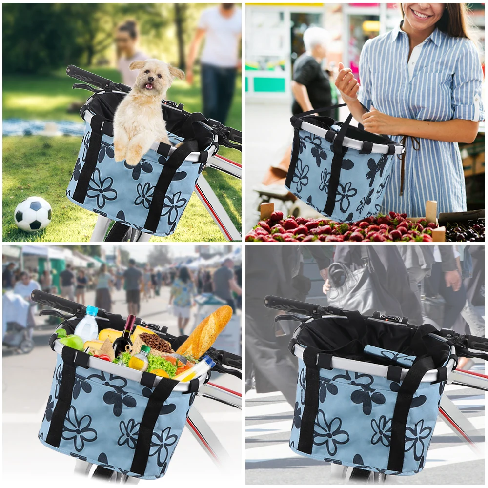 Cycling Folding Basket Pet Carrier Bag MTB Aluminum Alloy Bicycle Front Quick Release Bike Cloth Handle | Спорт и развлечения