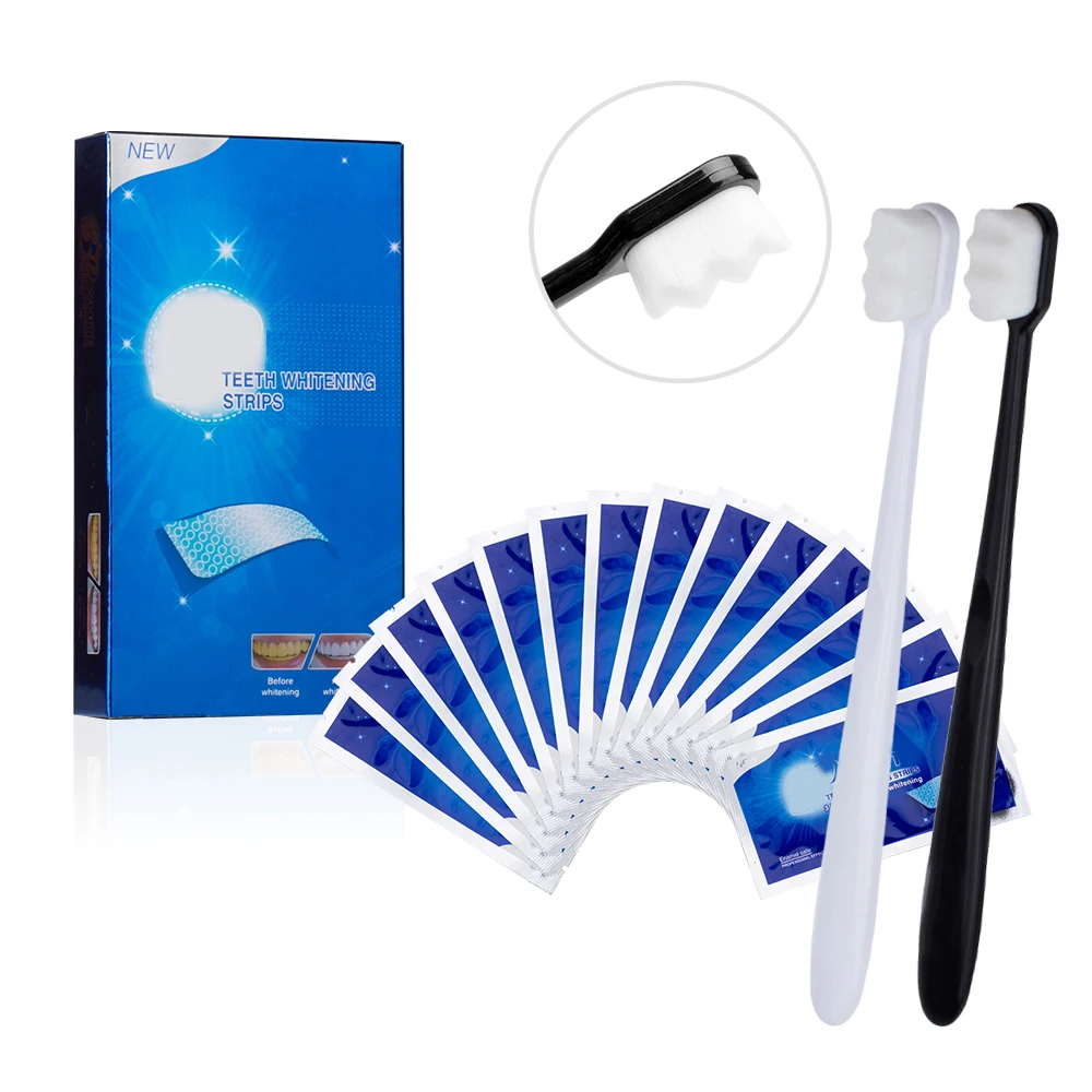 Отбеливающая лента для зубов 14 пар отбеливающая белая гелевая нано зубная щетка