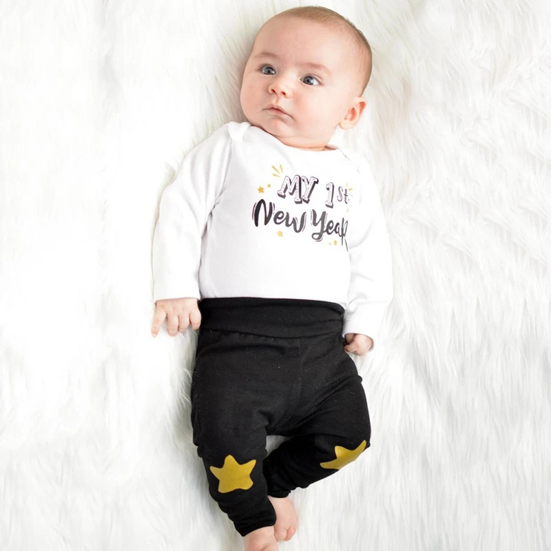 Детская одежда на 1 й новый год боди для новорожденных девочек и мальчиков
