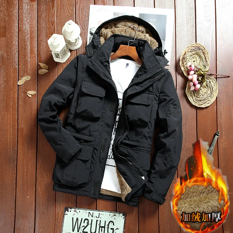 Men's Clothing New  Winter Men's Plus Velvet Removable Sleeve Jacket Casual Outdoor Warm Cotton Clothing Winter Jacket Men