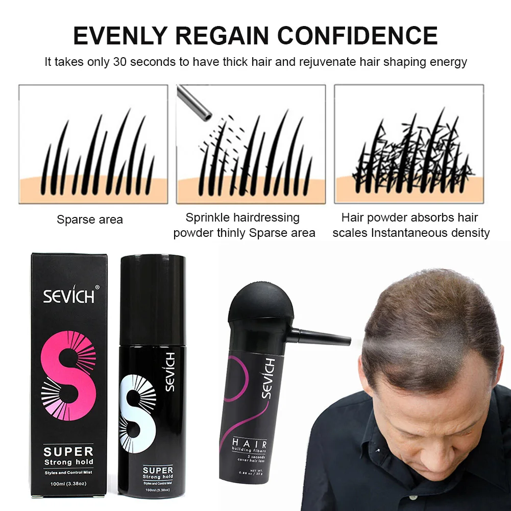 

2pcs Hair Building Fibers Spray Pump with Applicator Hair Growth Keratin Fiber Thickening Spray Hairline Filling Styling Powder