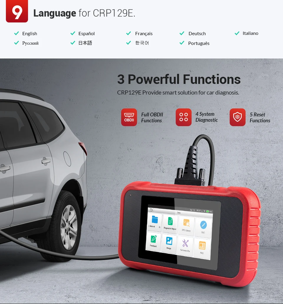 Launch X431 CRP129E Creader 129E obd 2 диагностический инструмент считыватель кода сканер для диагностики запуска с 5 функциями сброса CRP 123 129