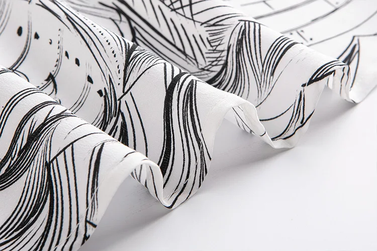 

Women's 100% Mulberry Silk Crepe Silk White Print Button down long sleeve shirt Top Blouse Collared office work JN583