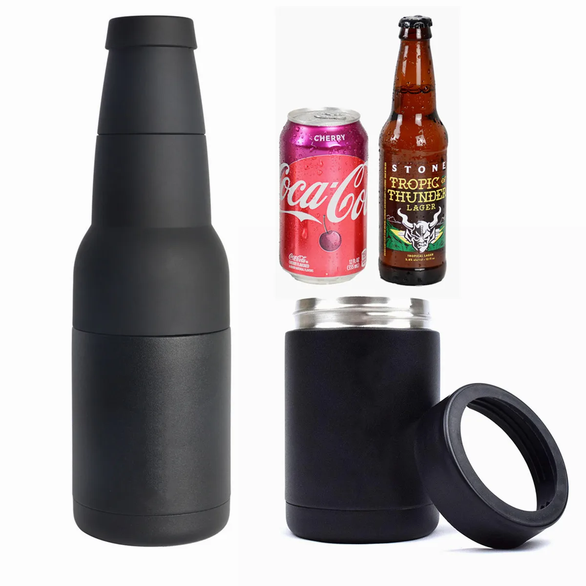 2 in 1 12 oz stainless steel vacuum insulated beverages beer bottle holder can cooler