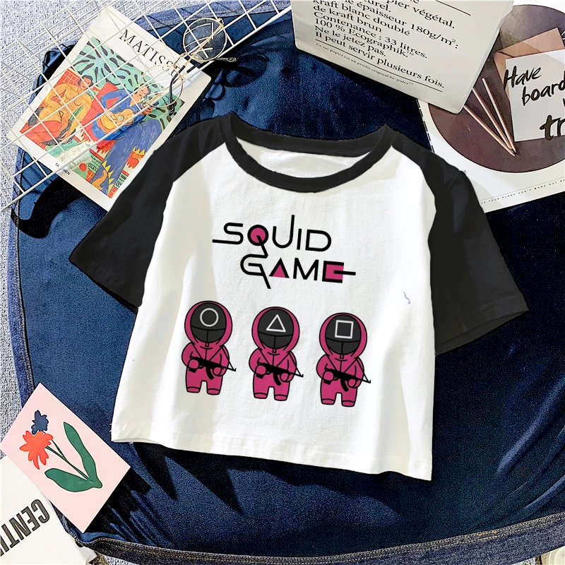 

Summer Korean Fashion Squid Game Cropped T Shirt Women Streetwear Y2K Crop Top Harajuku Emo Graphic Tees Tshirt Female Clothes