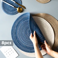 468pcs round ramie insulation pad placemats linen non slip coaster kitchen table accessories decoration home pad table mat