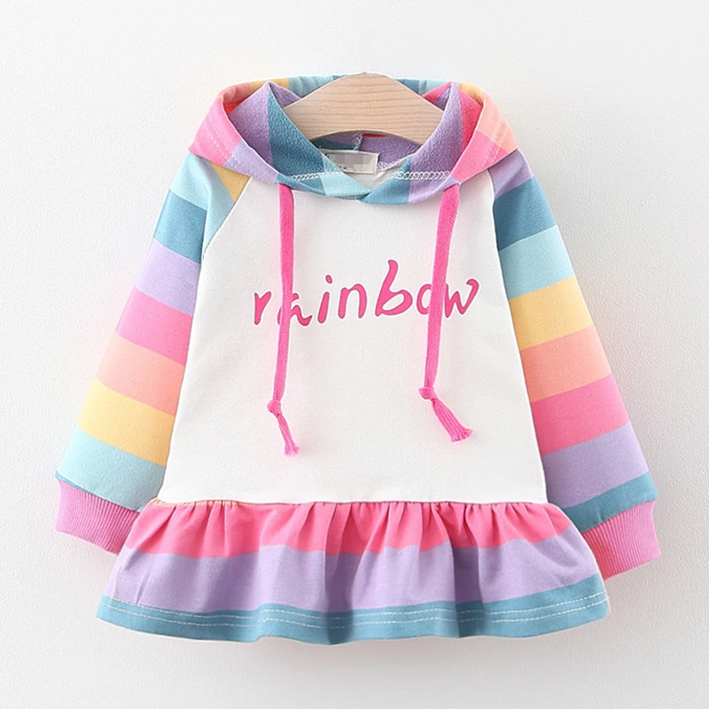 Толстовка для маленьких девочек милые радужные топы детей модная детская