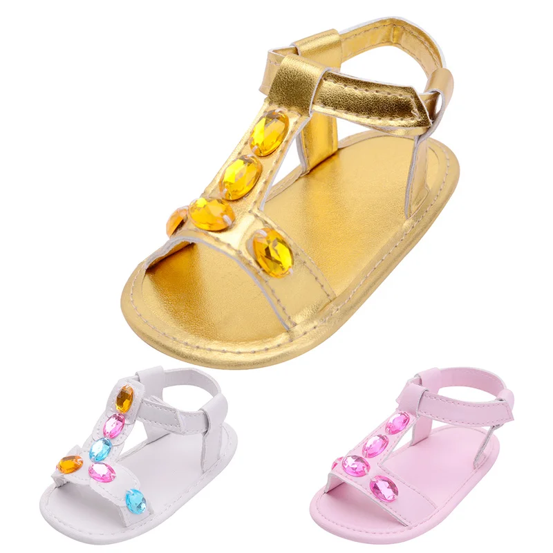 Baby Shoes Girl Boy Sandals Toddler Infant New PU Soft sole Solid Diamond Outdoor walking Prewalker Summer baby shoes