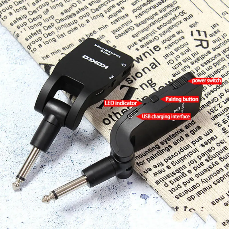 

KOKKO 2.4Ghz Guitar Wireless Audio Transmitter Connection Receiver System 280 Degrees Roating Head 24Bit/48KHZ Transmission FW1D
