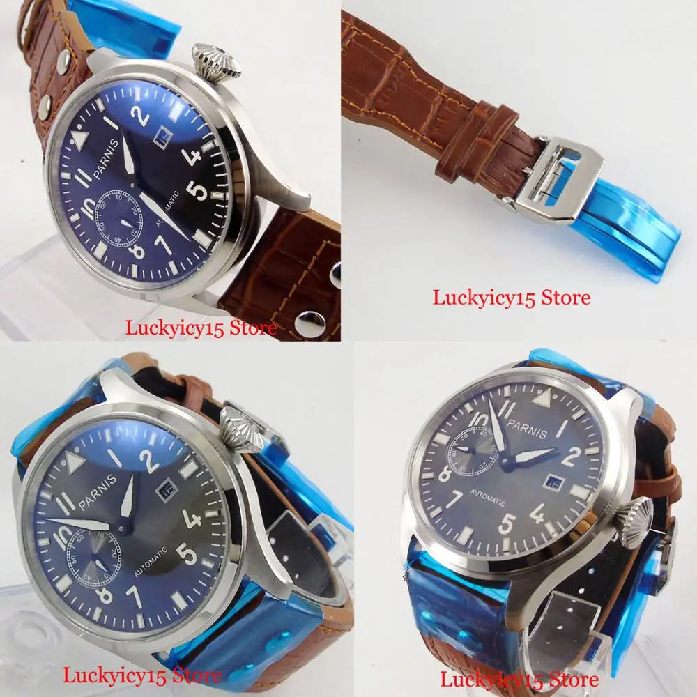 Часы Parnis с большим циферблатом 47 мм механические мужские часы ST2555 Автоматический