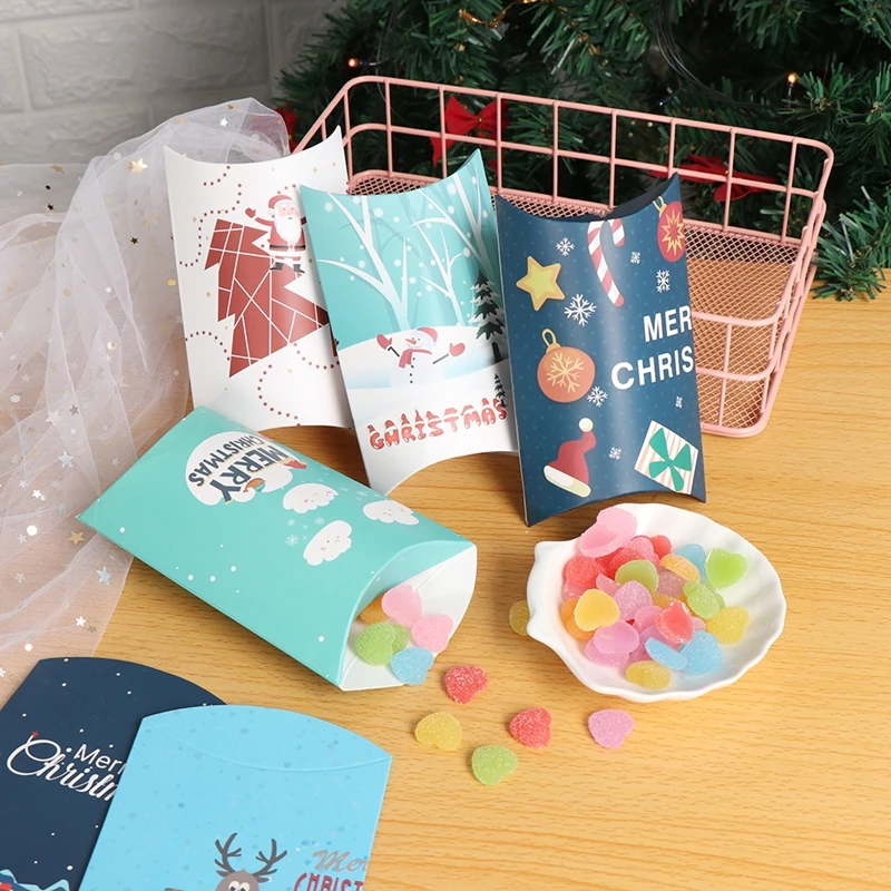 2020 5pcs/set Christmas Gift Box Pillow Shape Xmas Tree Elk Gifts Candy Bag Paper Cookies Boxes Party Favors | Дом и сад