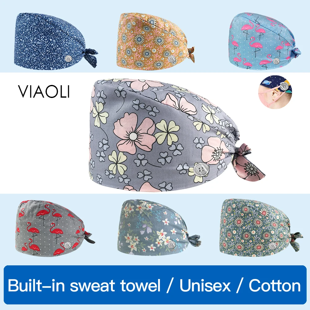 Viaoli с принтом фламинго дышащая хлопковая Регулируемая Кепка скрабы для красоты