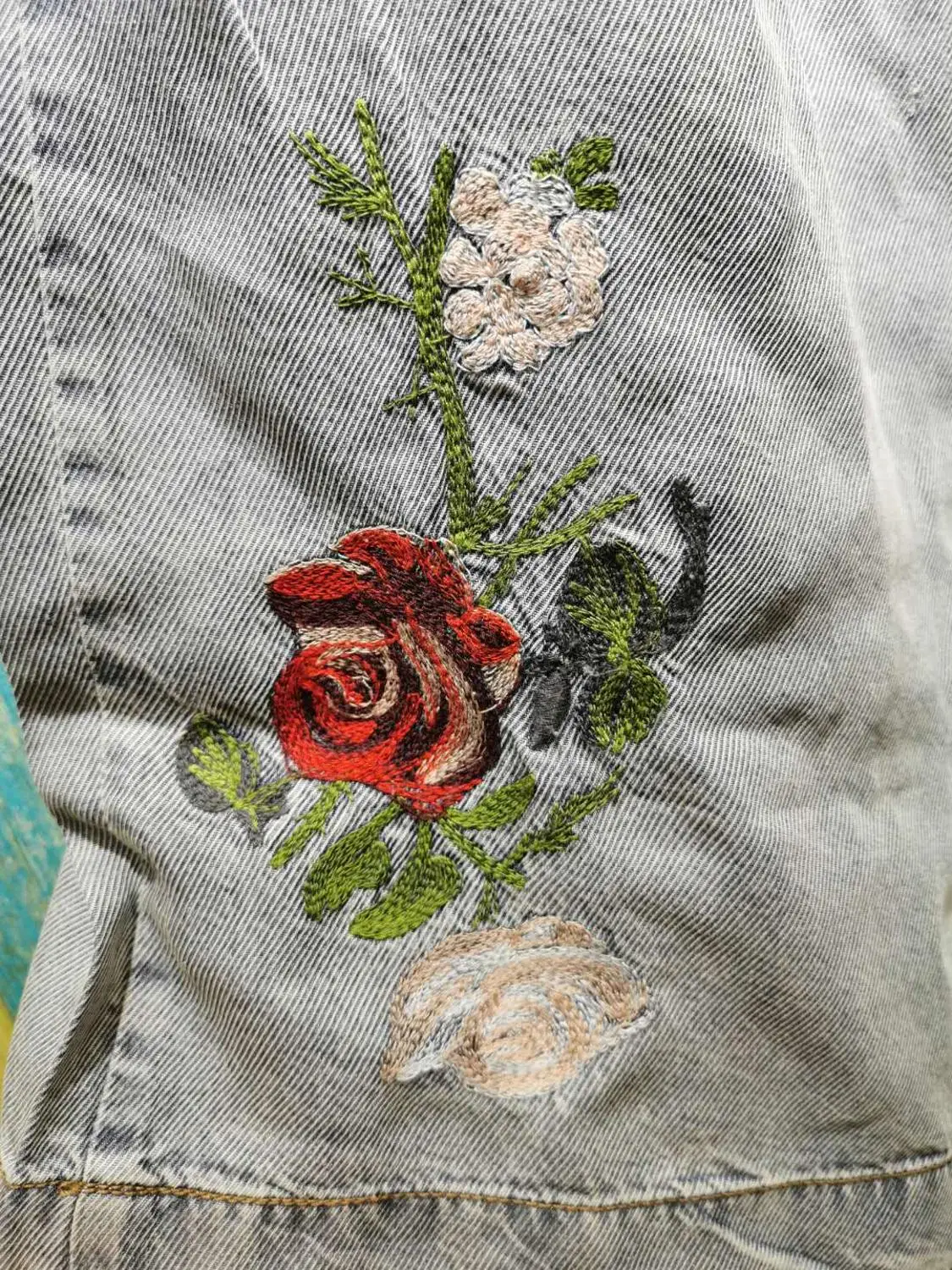 

TIYIHAILEY Free Shipping 2021 Wide Leg Long Pants For Women Flower Embroidery Trousers Denim Jeans Elastic Waist Casual Pants