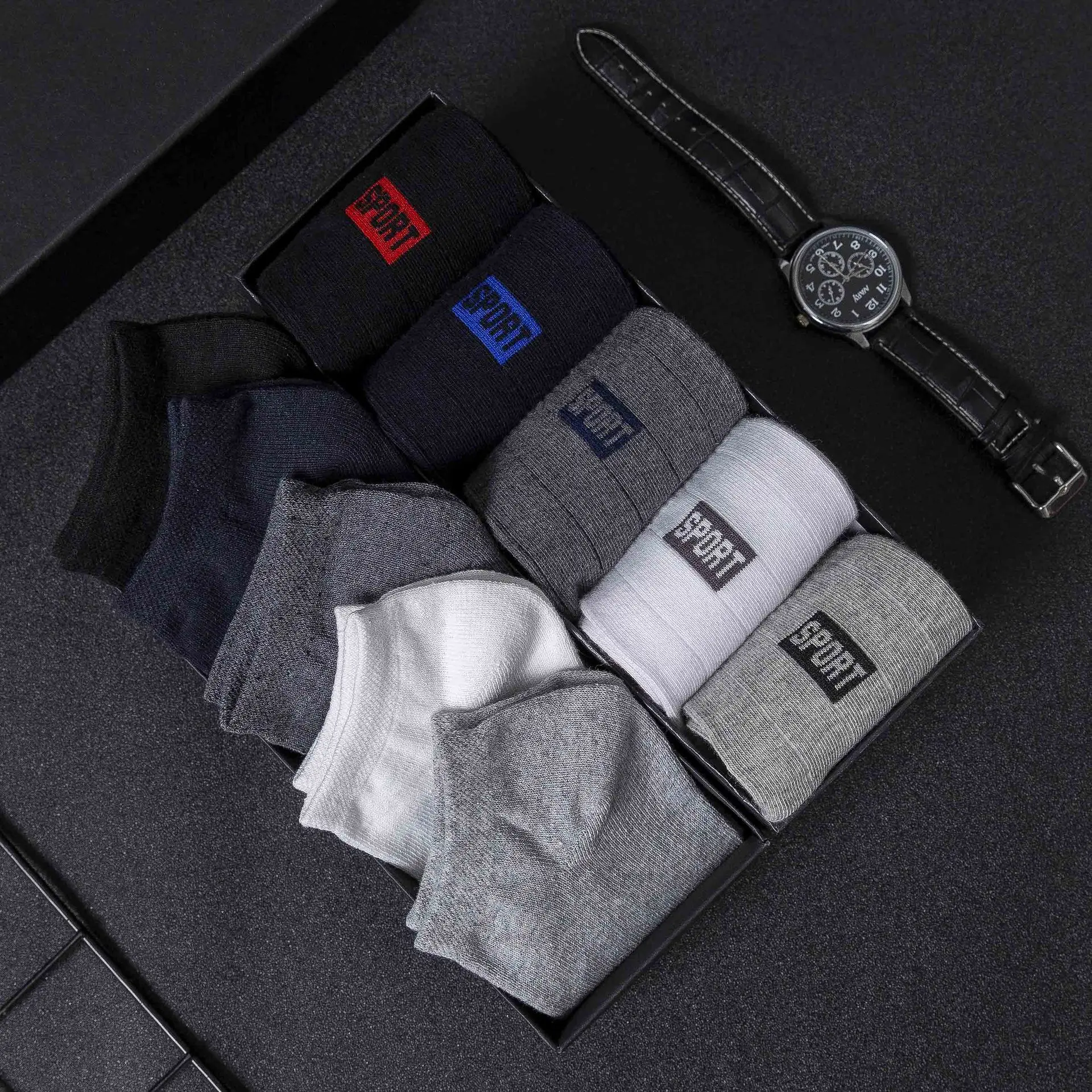 

10Pcs=5 Pairs Men Socks Cotton Socks Breathable Sweat-Absorbent Spring Autumn Black Socks Deodorant Business Men Socks Pack