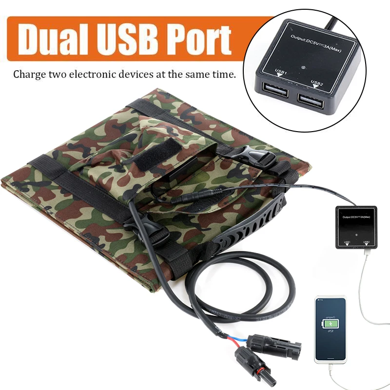 Harga 300W Panel Surya Dapat Dilipat 18V/5V Pengisi Daya Baterai Portabel USB Ganda Luar Ruangan Bank Daya Tahan Air Untuk Telepon PC Mobil RV Perahu