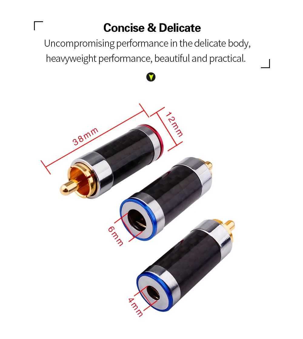 YYAUDIO разъем RCA штекер из углеродного волокна позолоченный штекер HiFi аудио разъем динамик RCA разъем адаптер припой провода RCA Termina
