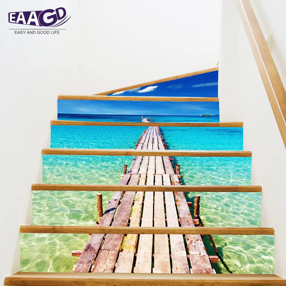 6 шт./компл. Пирс лестница Настенная Наклейка плитка Backsplash DIY наклейки Съемная
