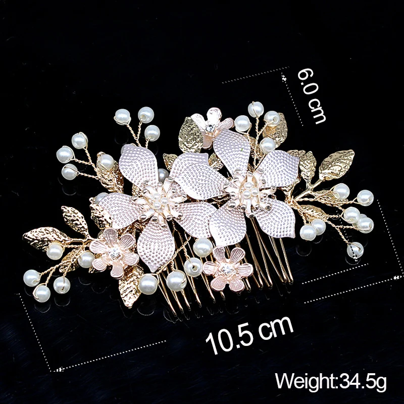 Женский гребень для волос с жемчугом и цветами золотого цвета | Украшения