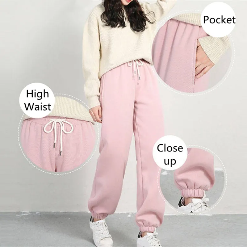 

Women Autumn Gym Sweatpants Casual Fleece Trousers Solid Thick Warm Winter Female Sport Pants Running Pantalones Mujer 2021