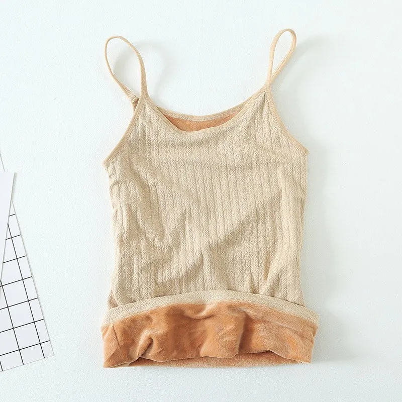 Зимние майки camisoles удобная бархатная сексуальная Нижняя рубашка Женская