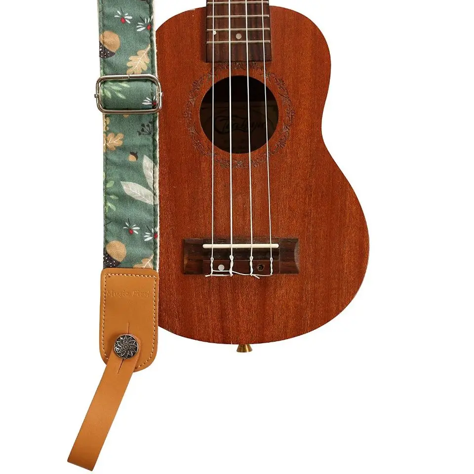 

Original design Retro Green acorn & oak leaves ukulele strap