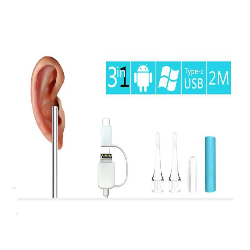 

3-in-1 Ear Cleaning Endoscope HD Visual Ear Spoon Camera 5.5mm Ear Cleaning Health USB Endoscope Medical Tool For Android