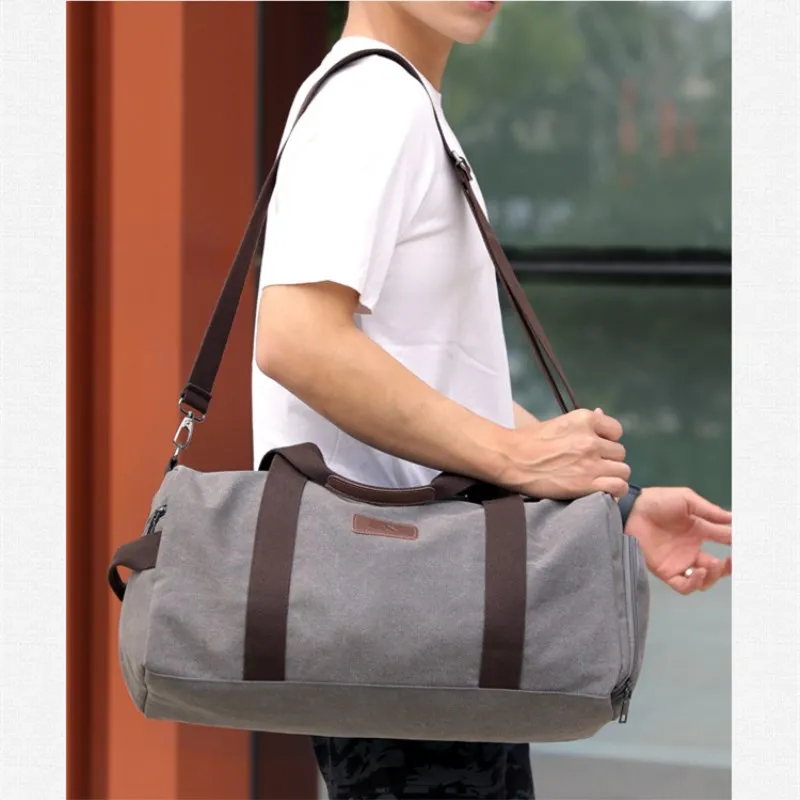 Canvas Travel Bags Hand Luggage Organizer Large Duffle Bag Weekender Gym Handbag Independent Shoe for Traveling Men 2021 | Багаж и сумки