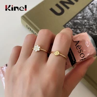 kinel real 925 sterling silver ring flower french style elegant minimalist woman jewelry fashion 18k gold silver ring