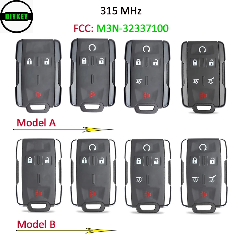 

DIYKEY Remote Control Key 3 / 4 / 5 / 6 Button 315MHz for Chevrolet Silverado Colorado Suburban GMC Sierra Canyon M3N-32337100