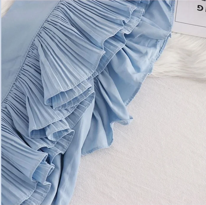

Feme 2020 Summer Solid Deep V Neck Shirt Women Blouse Pullovers Butterfly Sleeves Streetwear Elegant Tops Tees Clothes