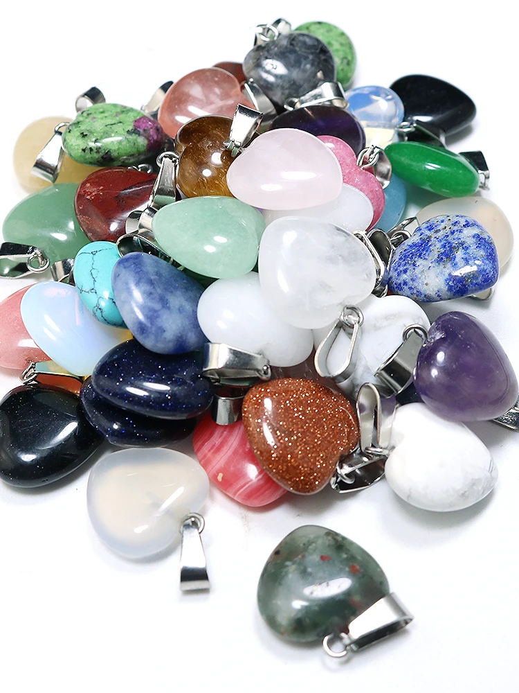 12 шт. подвески в виде сердца из натурального кварца и розового кристалла |