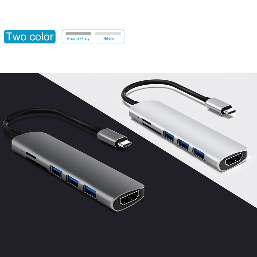 

USB 3.1 Type-C Hub To HDMI Adapter 4K Thunderbolt 3 USB C Hub with Hub 3.0 TF SD Reader Slot PD for MacBook Pro/Air/Huawei Mate
