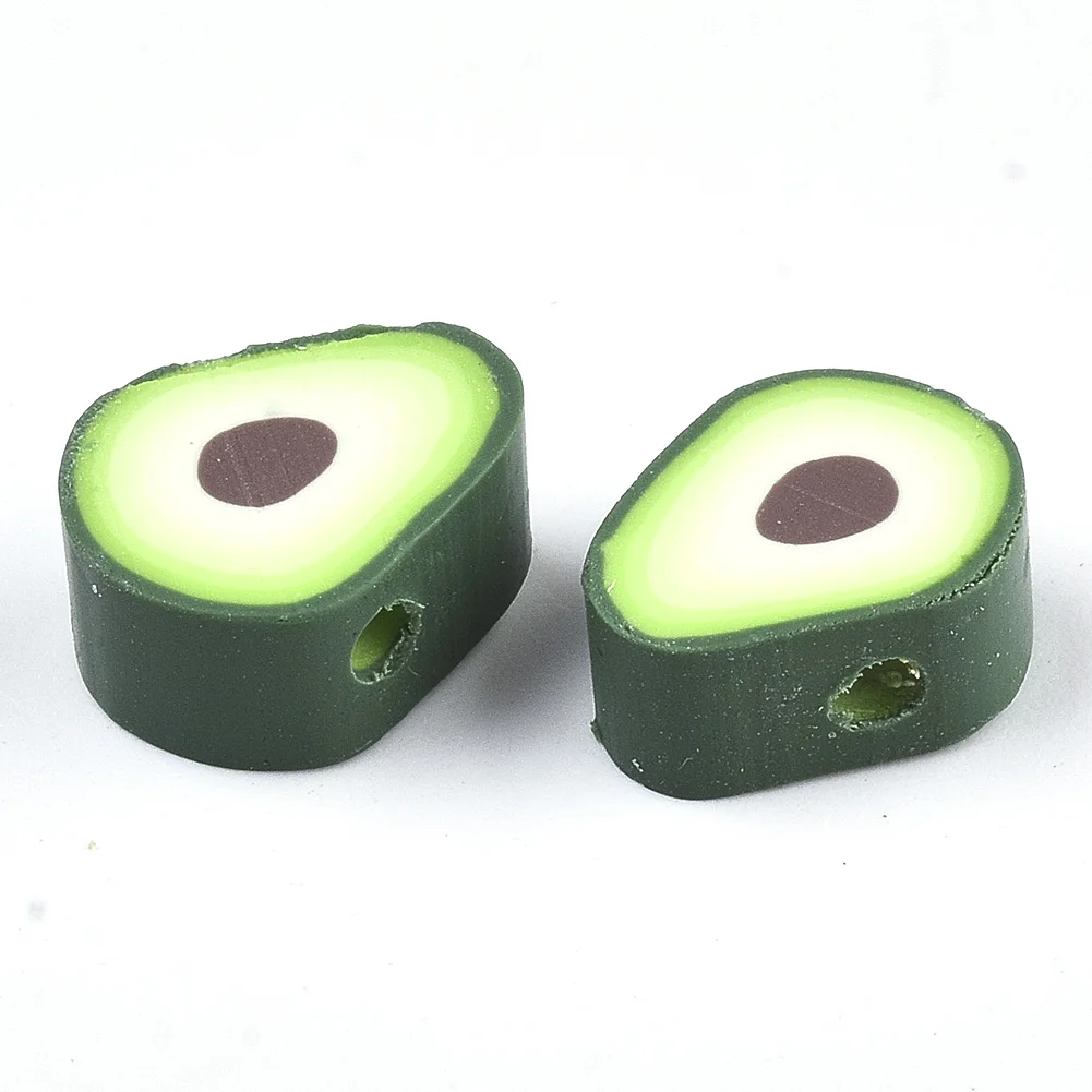 

50Pcs Green Avocado Handmade Polymer Clay Spacer Beads For DIY Jewelry Bracelet Making Supplies