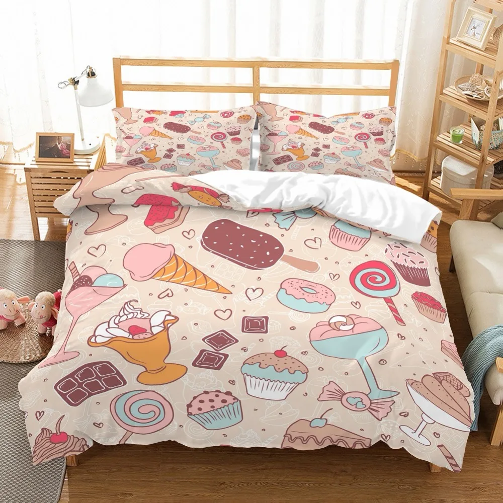 Icecream девочки/дети пододеяльник набор шоколадные пончики конфеты Румяна Розовый
