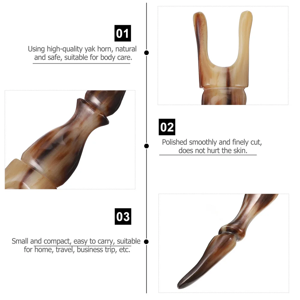 

1Pc Horn Scraping Plate Portable Scraping Rod Body Massaging Tool Stick