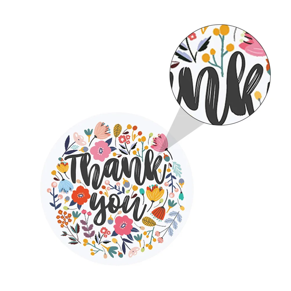 

500Pcs Roll-packed Flower Tag Stickers 'Thank you' Labels Gift Wrapping Decals