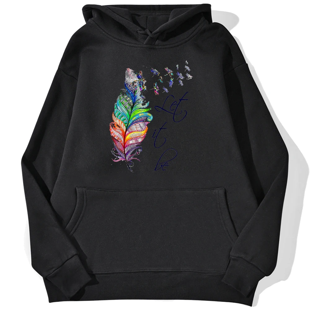 

Let It Be Feather Funny Printed Sweatshirt Female Warm Fashion Streetwear Fleece Autumn Hoody Street Hip Hop Hoodie For Women